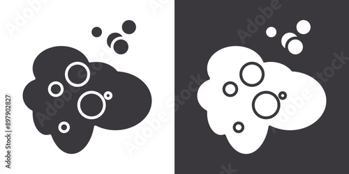 Bubbles and foam icon  Flat set in black and white color outline vector