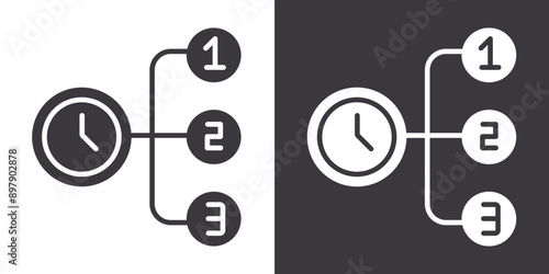 case priority icon Flat set in black and white color outline vector