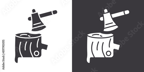 Deforestation icon Flat set in black and white color outline vector
