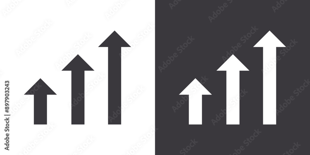 growth arrow bars icon Flat set in black and white color outline vector growth arrow bars icon Flat set in black and white color outline vector