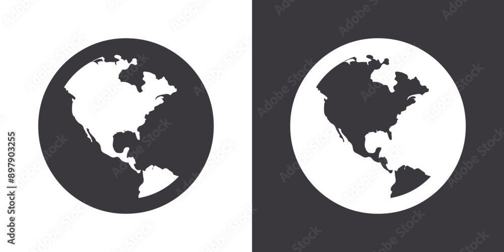 Obraz premium globe icon Flat set in black and white color outline vector