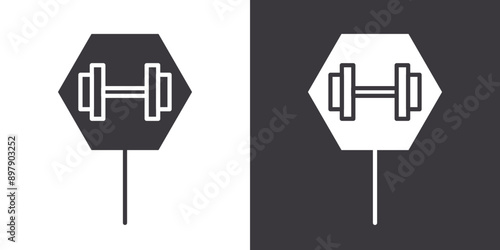 gym fitness center icon Flat set in black and white color outline vector