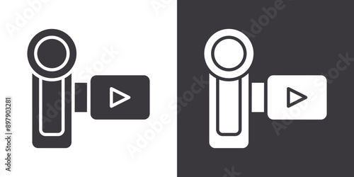 Handy Cam Icon Flat set in black and white color outline vector