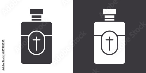 holy water bottle icon Flat set in black and white color outline vector