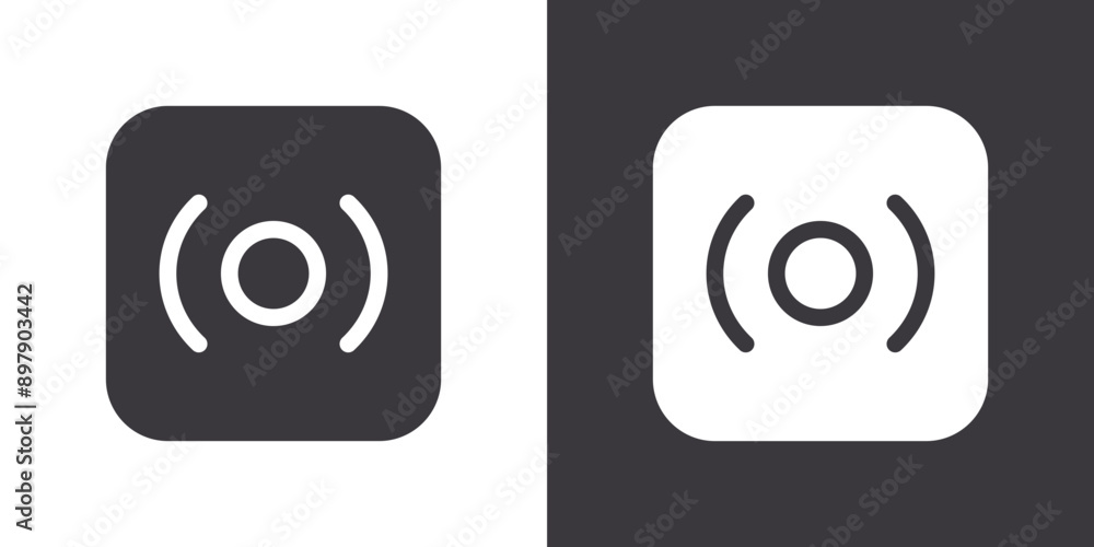 Live icon Flat set in black and white color outline vector Live icon Flat set in black and white color outline vector