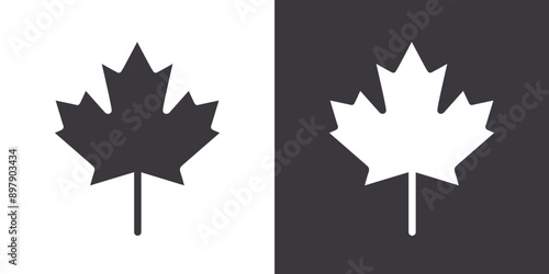 Maple leaf icon Flat set in black and white color outline vector