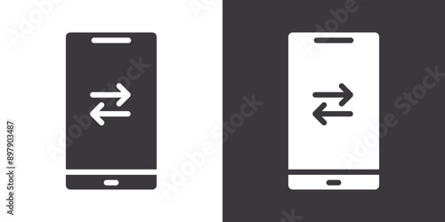 mobile transfer payment icon Flat set in black and white color outline vector