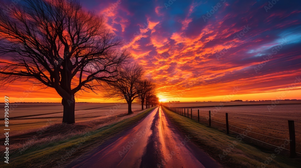 contrast country road at sunset contrast country road at sunset