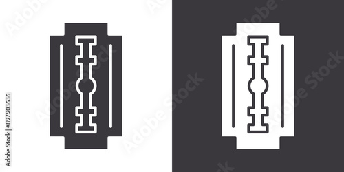 Razor blade icon Flat set in black and white color outline vector