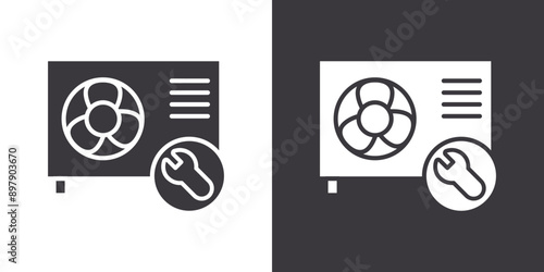 Repair air conditioner icon Flat set in black and white color outline vector