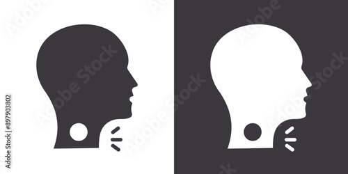 Sore throat icon Flat set in black and white color outline vector