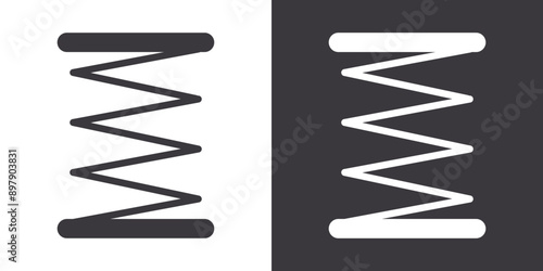 spring icon Flat set in black and white color outline vector photo