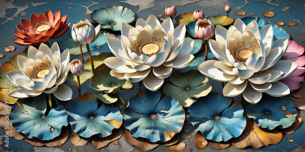 Digital art piece that appears to be painting group flowers leav Digital art piece that appears to be painting group flowers leav