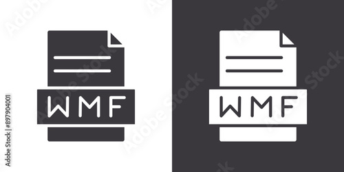 WMF File Document Icon Flat set in black and white color outline vector