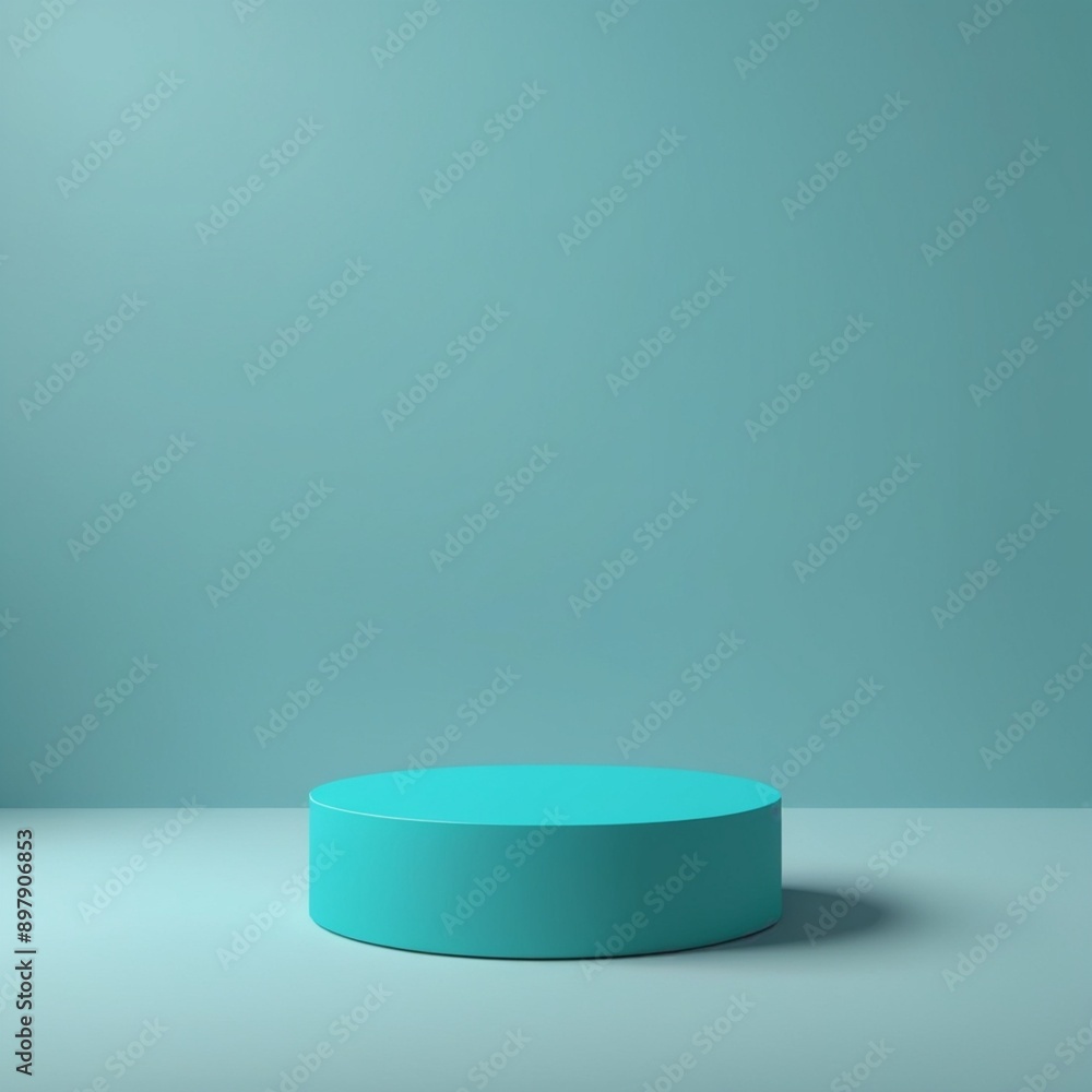 Turquoise podium mockup empty round pedestal Turquoise podium mockup empty round pedestal