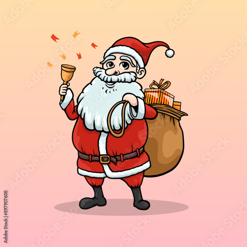 vector cartoon santa claus bringing gifts