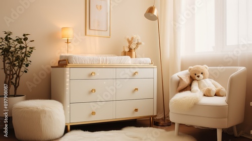 gender trendy changing table in nursery photo