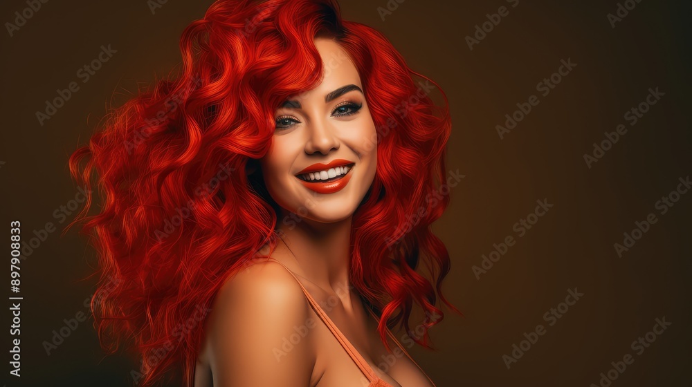 Naklejka premium vibrant red wig