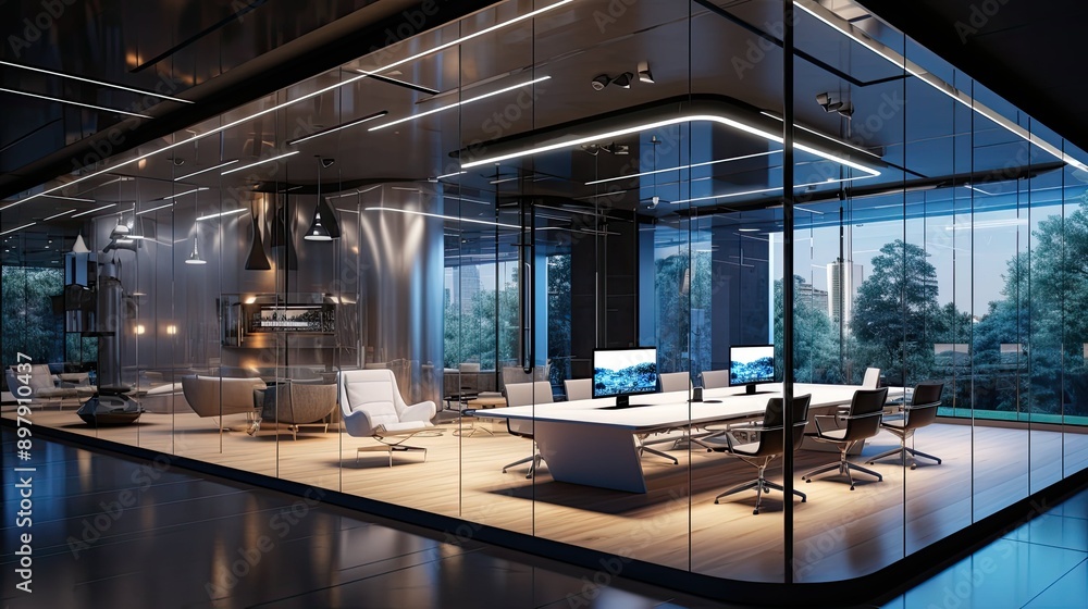 Fototapeta premium glass office interior