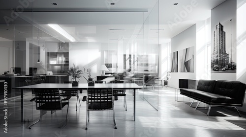 stylish blurred black and white interior