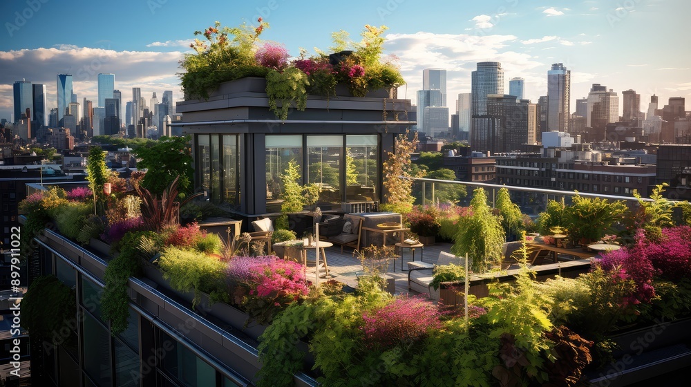 Fototapeta premium greenery house roof top