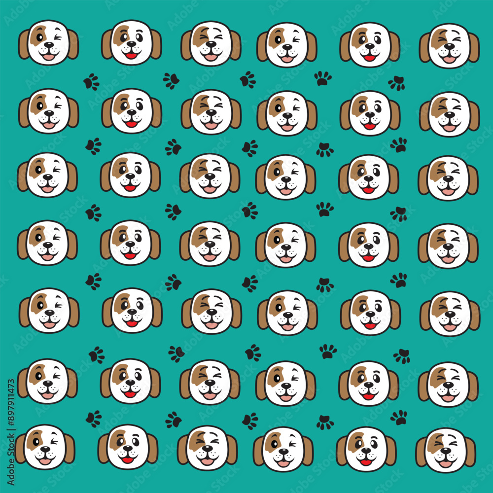 seamless cute dog and paw pattern seamless cute dog and paw pattern