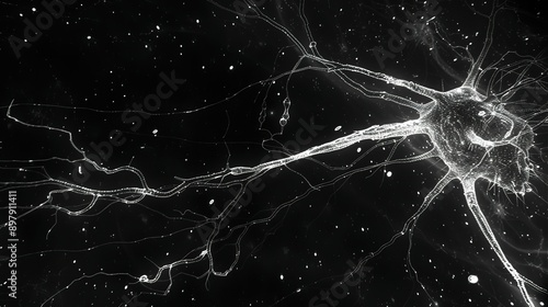 Detailed Diagram of Hypothalamic Neurons with Long Axons Connecting to Thoracic and Lumbar Spinal Cord Nuclei, Illustrating Synaptic Connections with Preganglionic Neuron Cell Bodies for Neuroanatomy  photo