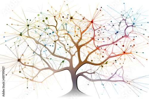 High-resolution Image of a Deep Learning DL Decision Tree Model as a Tree Representation