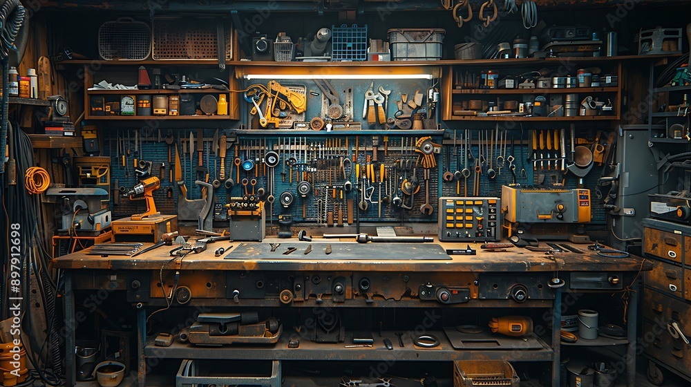 A cinematic photograph of a metalworker's workbench, perfectly placed metalworking tools, golden hour light enhancing details, rich textures of tools and metal surfaces, focus on central tools, A cinematic photograph of a metalworker's workbench, perfectly placed metalworking tools, golden hour light enhancing details, rich textures of tools and metal surfaces, focus on central tools,