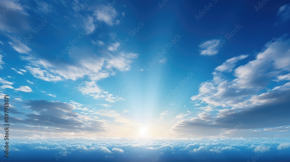 Obraz premium sun blue sky with wispy clouds