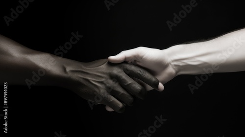 connection black and white hands isolated