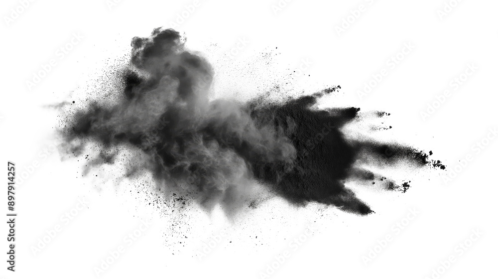 Abstract Black Ink Smoke Burst on White Background Abstract Black Ink Smoke Burst on White Background