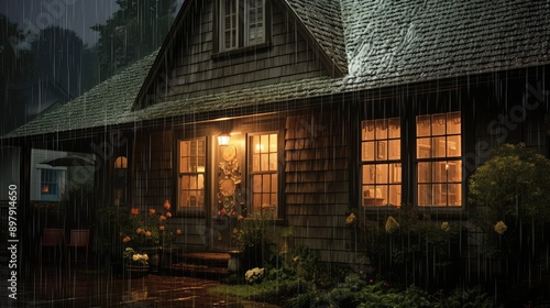 windows rain on house photo