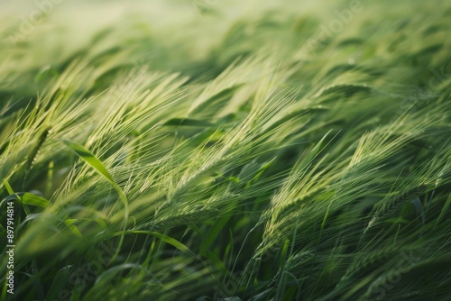 Green Grass Blades in the Wind.