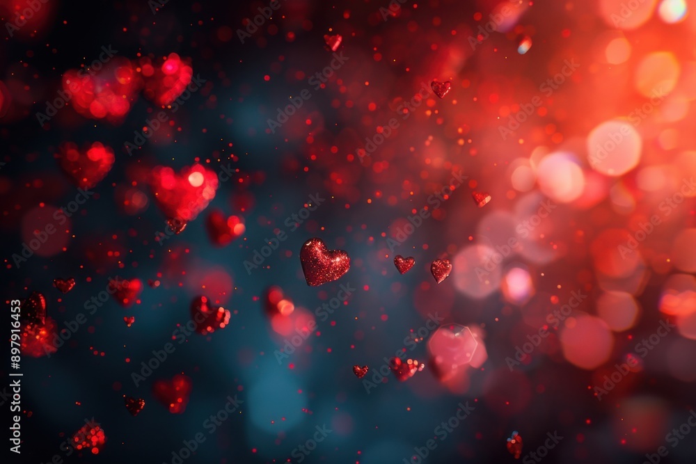 Glowing red bokeh hearts floating in a dark, romantic atmosphere with a soft-focus background, perfect for Valentine's Day.
Glowing red bokeh hearts floating in a dark, romantic atmosphere with a soft-focus background, perfect for Valentine's Day.