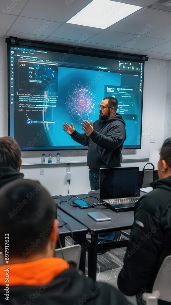 Obraz premium Person teaching a cybersecurity class