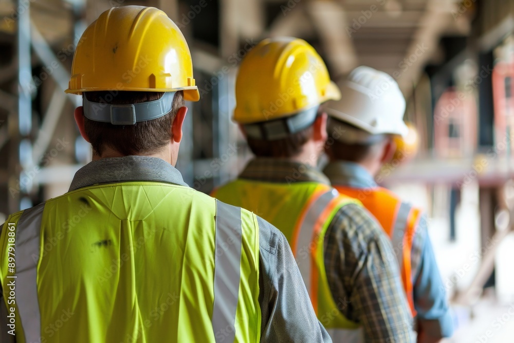 Construction Workers in Hard Hats. Construction Workers in Hard Hats.