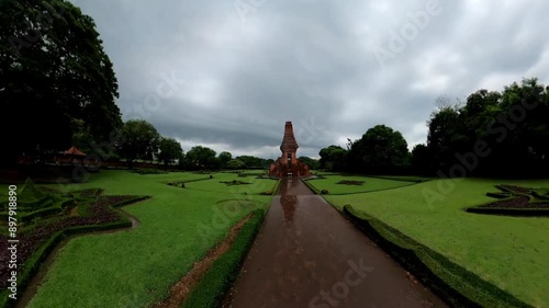 Bajang Ratu Temple view during cloudy day, a temple inherited from the Majapahit kingdom located in Trowulan, Mojokerto, East Java, Indonesia. It is a Hindu temple.
