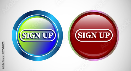 Sign Up Icon Button Set Design Illustration.