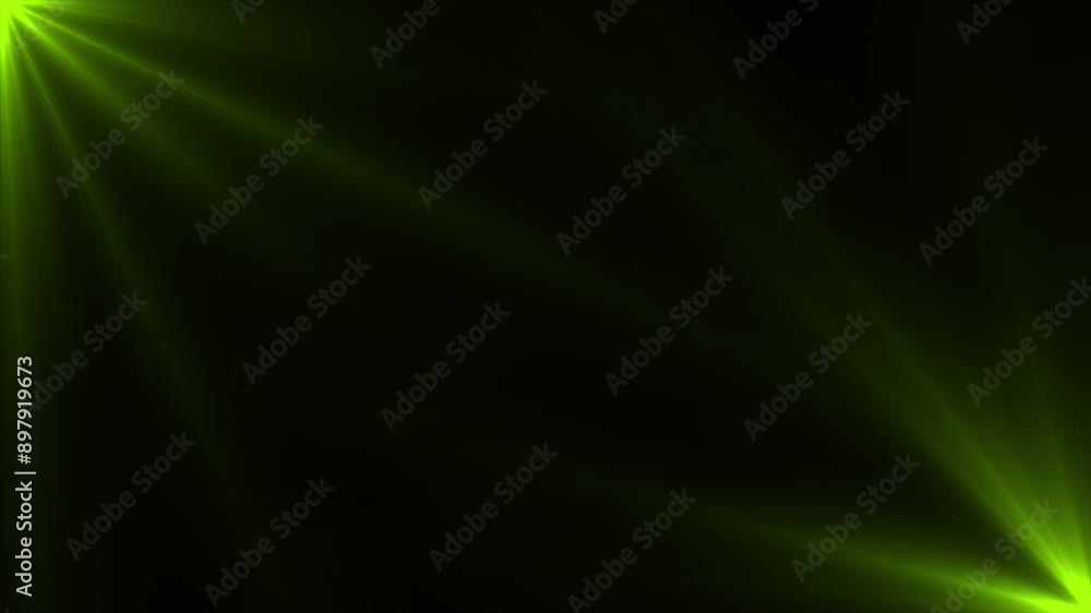 Lime green color optical light rays technology loop able background, shiny rays on black background Lime green color optical light rays technology loop able background, shiny rays on black background