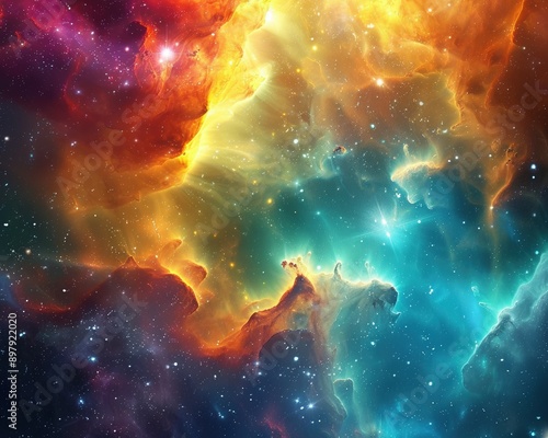 A stunning cosmic nebula showcasing vibrant colors and starry depths, perfect for backgrounds and celestial themes.