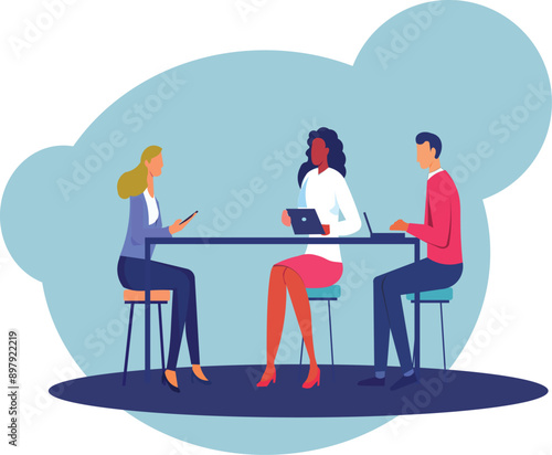 landing page about business. meetings. planning with laptop