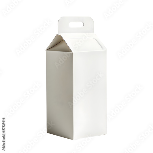 White Milk Carton Isolated on Transparent Background