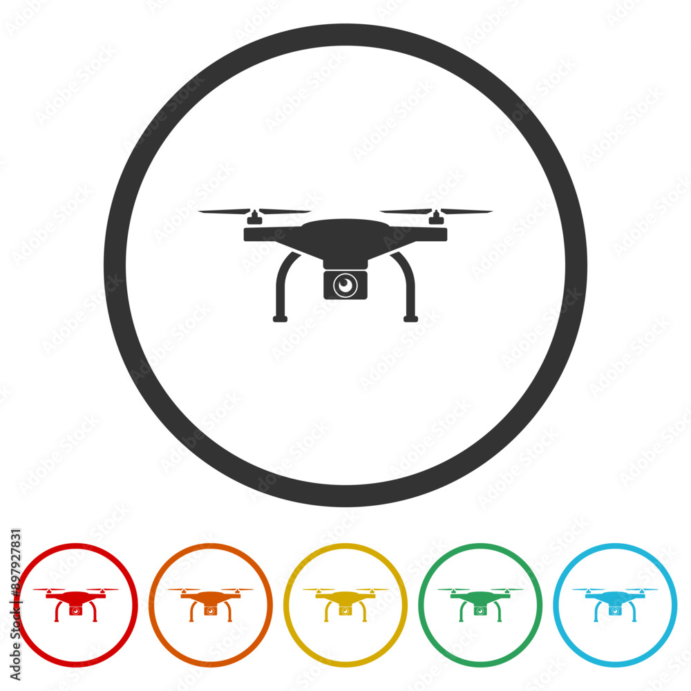 Drone icon. Set icons in color circle buttons Drone icon. Set icons in color circle buttons