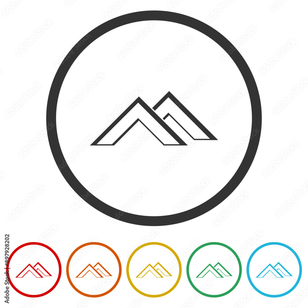 Roof icon. Set icons in color circle buttons Roof icon. Set icons in color circle buttons