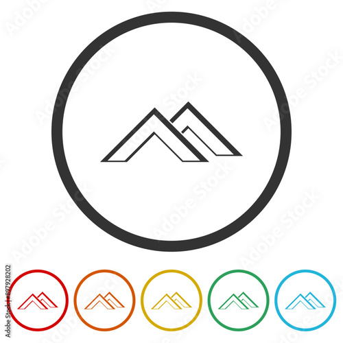  Roof icon. Set icons in color circle buttons