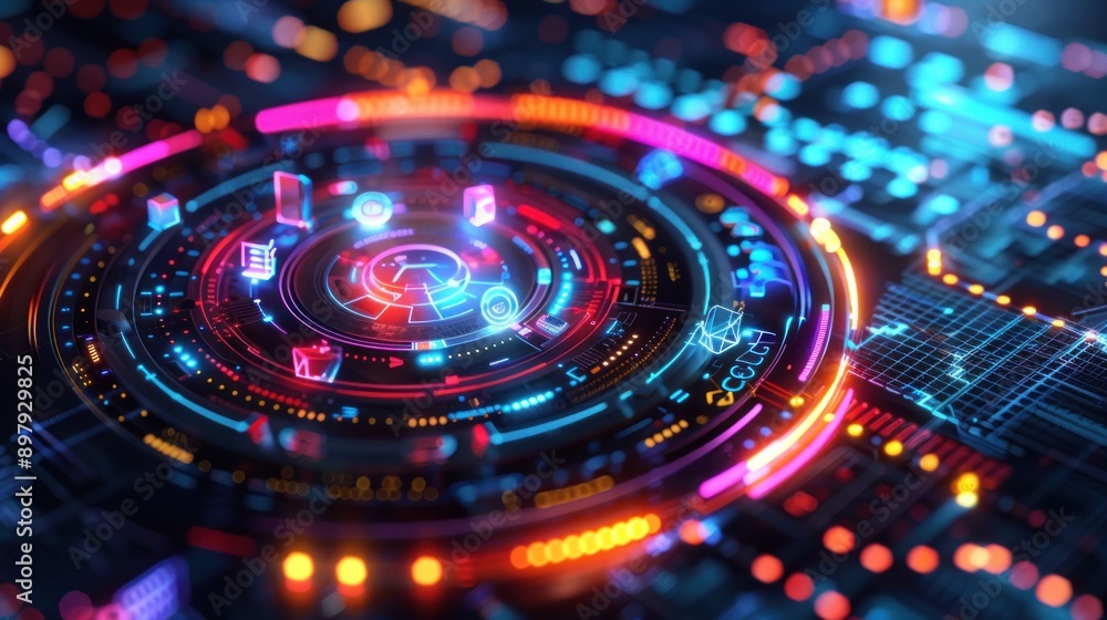 Technology digital circle style time travel high tech cyber machine Background wallpaper AI generated image Technology digital circle style time travel high tech cyber machine Background wallpaper AI generated image