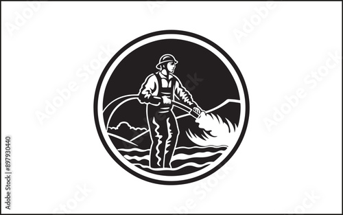 Fireman gesture silhouette. Good use for symbol, logo, web icon, mascot, sign, or any design you want. accident, emblem, emergency, firefighters, extinguishing, emergency exit, lifestyles, protective