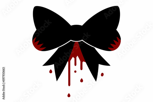 dark coquette bows splatter blood silhouette christmas vector illustration