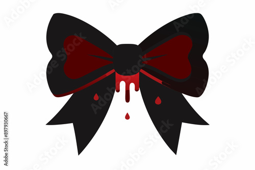 dark coquette bows splatter blood silhouette christmas vector illustration